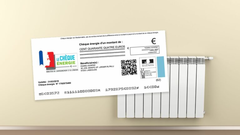Chèque énergie français sur radiateur.