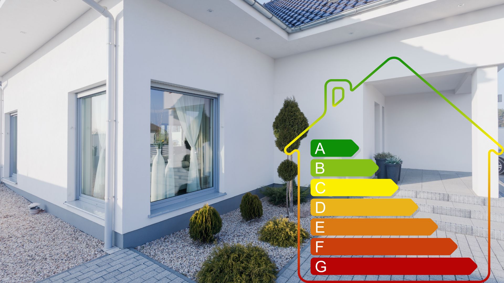 Maison avec diagnostic de performance énergétique.